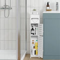 White / Black Slim 2-Door Bathroom Storage Cabinet, Single