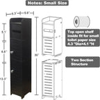 White / Black Slim 2-Door Bathroom Storage Cabinet, Single