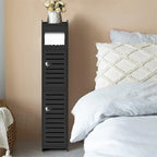 White / Black Slim 2-Door Bathroom Storage Cabinet, Single