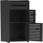 White / Black Slim 2-Door Bathroom Storage Cabinet, Single