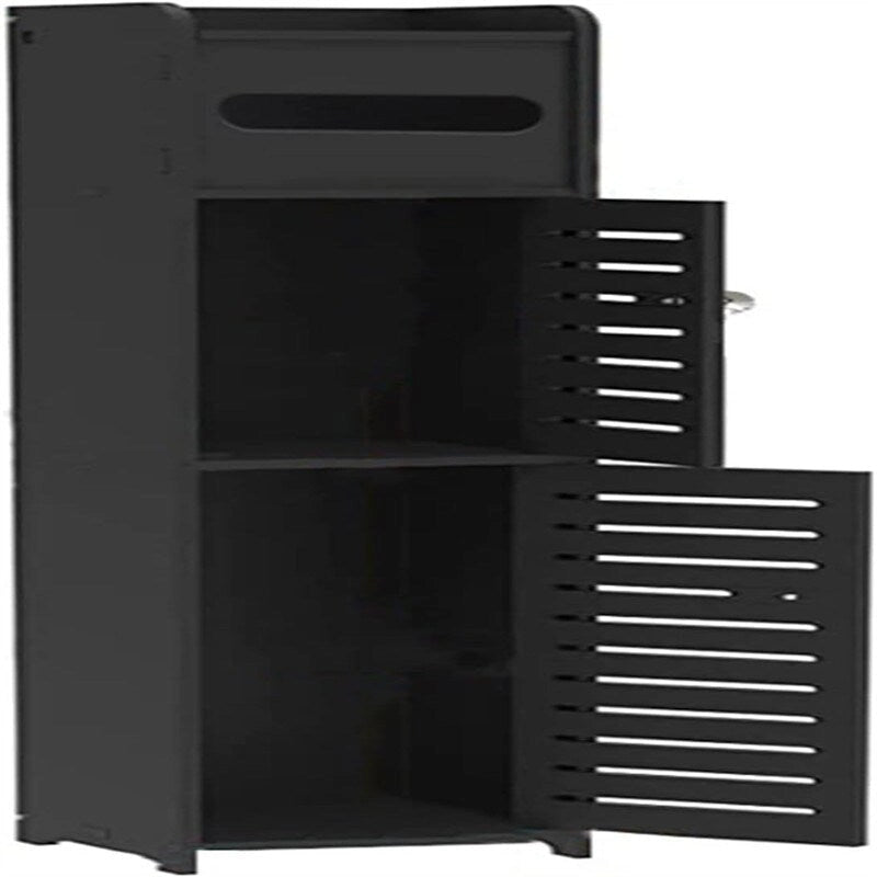 White / Black Slim 2-Door Bathroom Storage Cabinet, Single