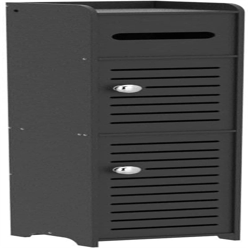 White / Black Slim 2-Door Bathroom Storage Cabinet, Single