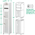 White / Black Slim 2-Door Bathroom Storage Cabinet, Single