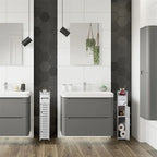 White / Black Slim 2-Door Bathroom Storage Cabinet, Single