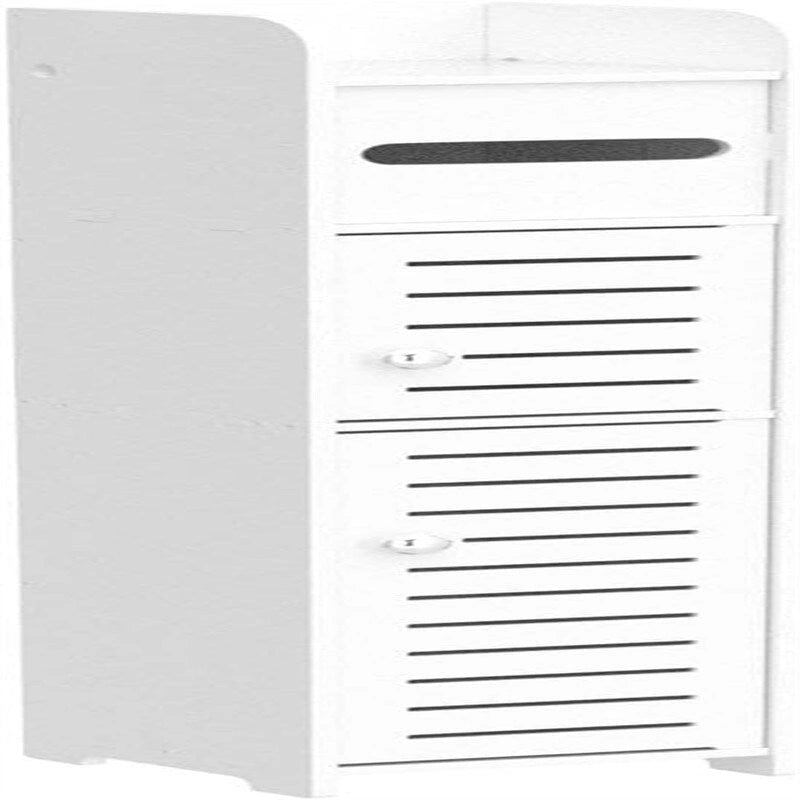 White / Black Slim 2-Door Bathroom Storage Cabinet, Single